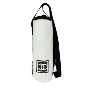 Chanel CHANEL Drink Bag Bottle Case Sport Line Nylon White Black Men's Women'...